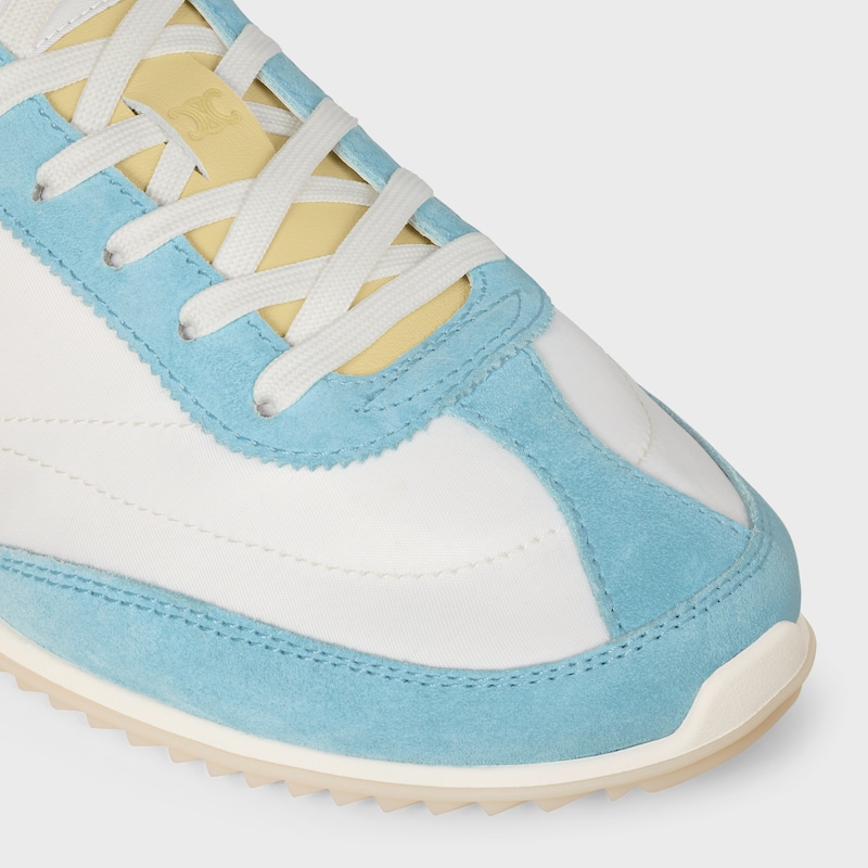 RACER SNEAKER IN NYLON, SUEDE CALFSKIN AND CALFSKIN - OPTIC WHITE / LIGHT BLUE / GREEN -  - 1 | CELINE
