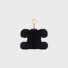 TRIOMPHE POM POM CHARM WITH PLUM FLOWER IN SHEARLING AND CALFSKIN - BLACK - CHARMS AND ACCESSORIES - 3 | CELINE