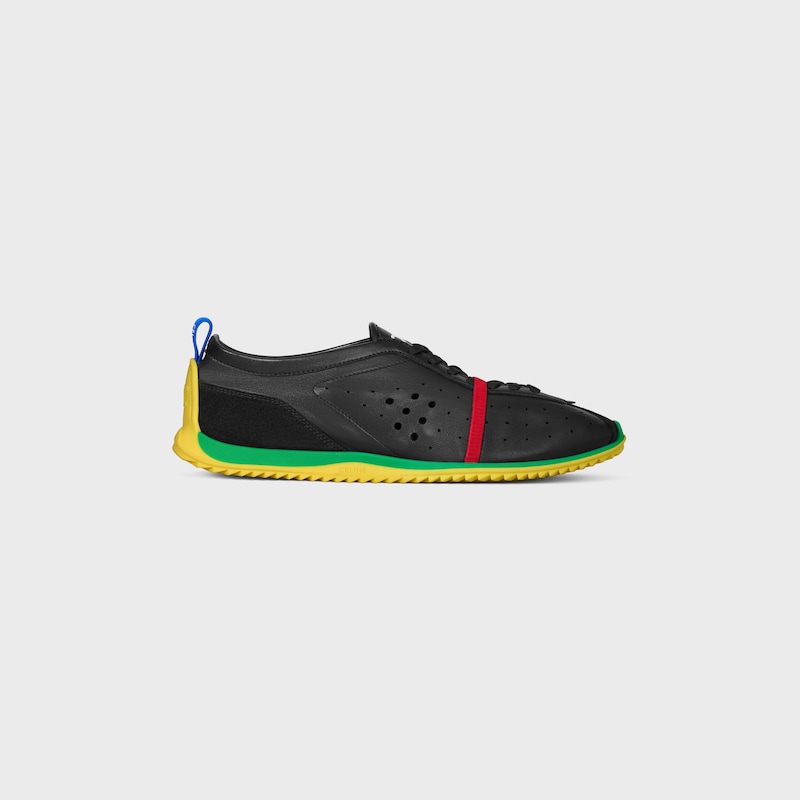 SOFT SNEAKER IN STRETCH LAMBSKIN, SUEDE CALFSKIN AND LAMBSKIN - BLACK/BRIGHT YELLOW/GREEN -  - 1 | CELINE