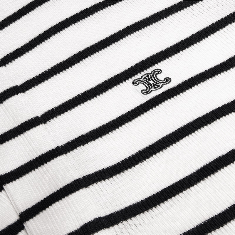 Polo in jersey di seta a righe - OFF-WHITE / NERO -  - 1 | CELINE