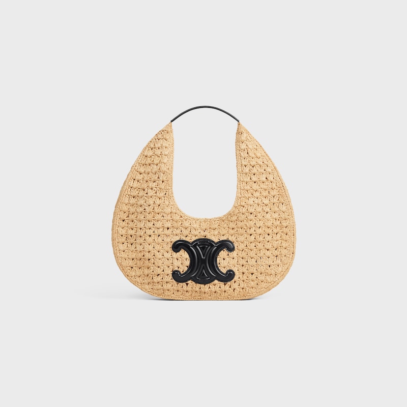 celine classic panier HOBO BAG IN Raffia and Calfskin - NATURAL / BLACK - NEW COLLECTION - 1 | CELINE