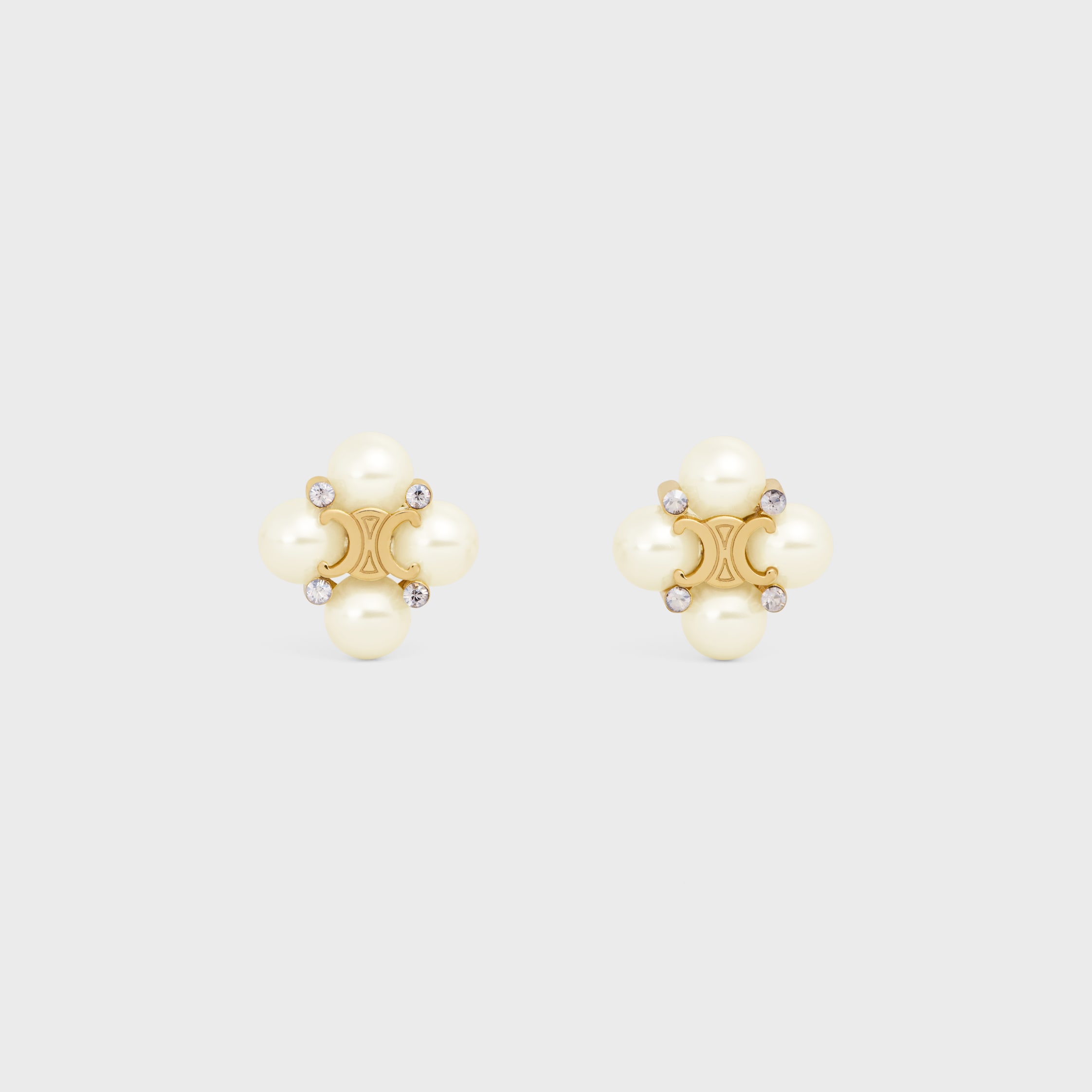 CELINE ピアス 461jy-6rps-01gi LES PERLES CELINE STUDS IN STRASS, RESIN PEARLS AND BRASS