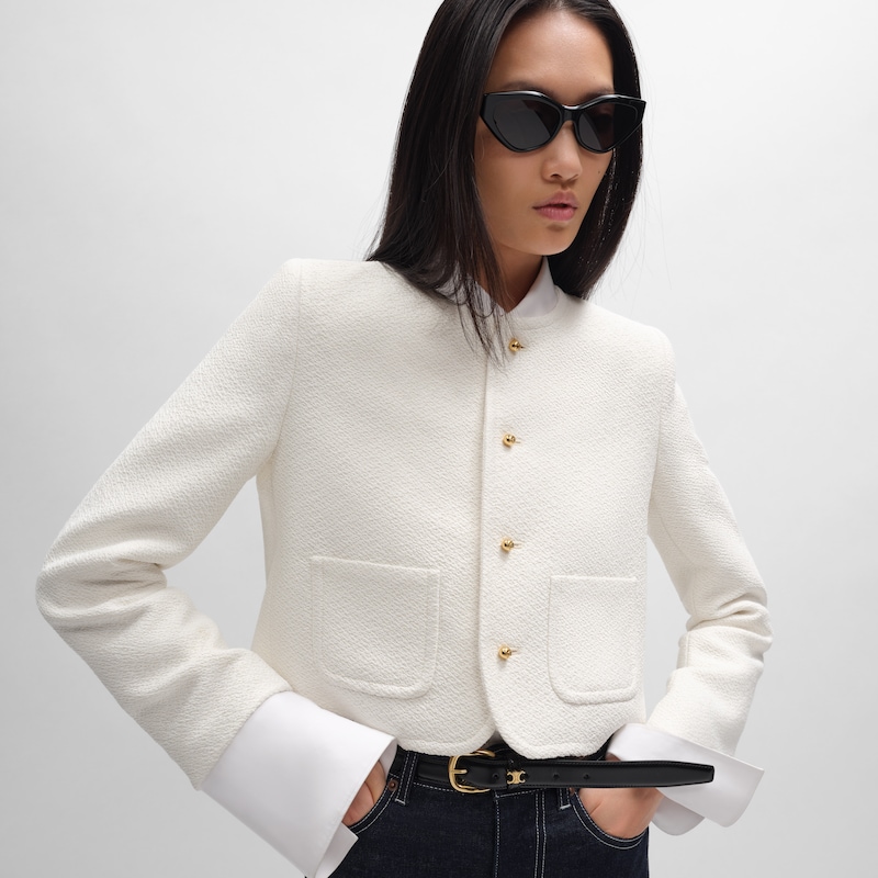 icone jacket IN viscose and wool natt&eacute; - OFF WHITE -  - 1 | CELINE
