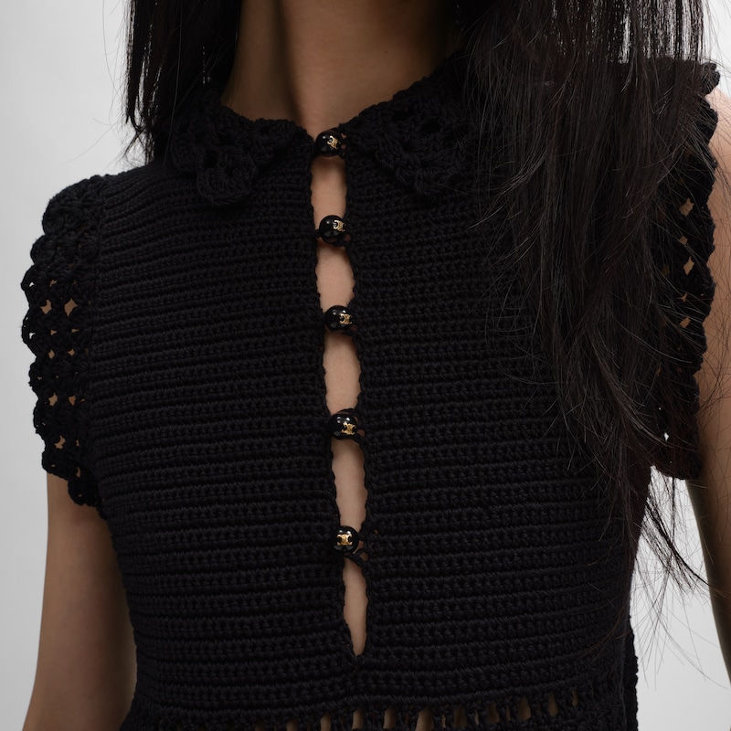 mini robe crochet coton - Noir -  - 1 | CELINE
