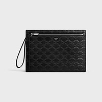 POUCH WITH STRAP IN Calfskin with triomphe embossed - BLACK - TECH ACCESSORIES - 1 | CELINE