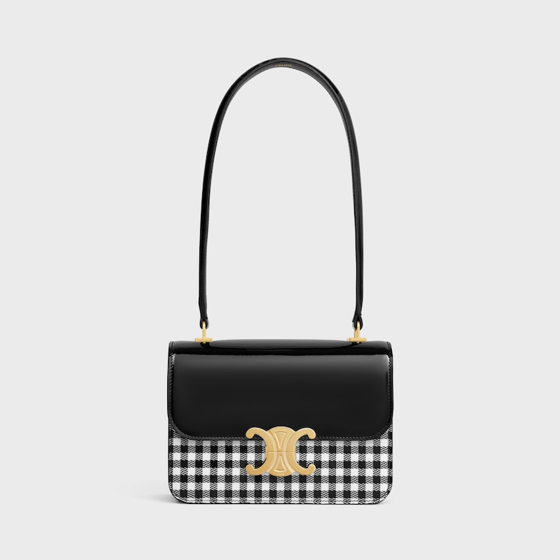 TEEN GARANCE bag in VICHY PRINTED PATENT CALFSKIN - BLACK / WHITE - TRIOMPHE - 1 | CELINE