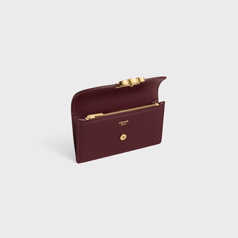 LONG CARD HOLDER WITH FLAP TRIOMPHE  IN Shiny calfskin - DEEP BURGUNDY - COIN AND CARD HOLDERS - 1 | CELINE