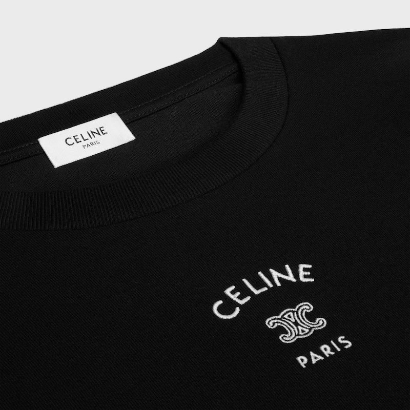 t-shirt IN cotton jersey - BLACK / WHITE -  - 1 | CELINE