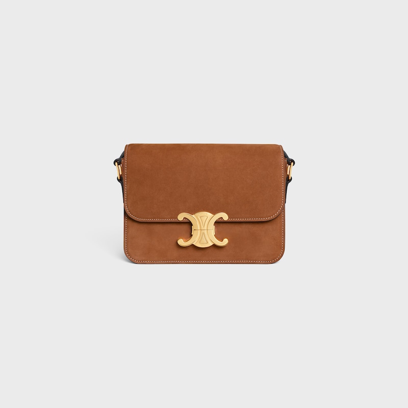 TEEN TRIOMPHE BAG IN NUBUCK CALFSKIN - CAMEL - TRIOMPHE - 1 | CELINE