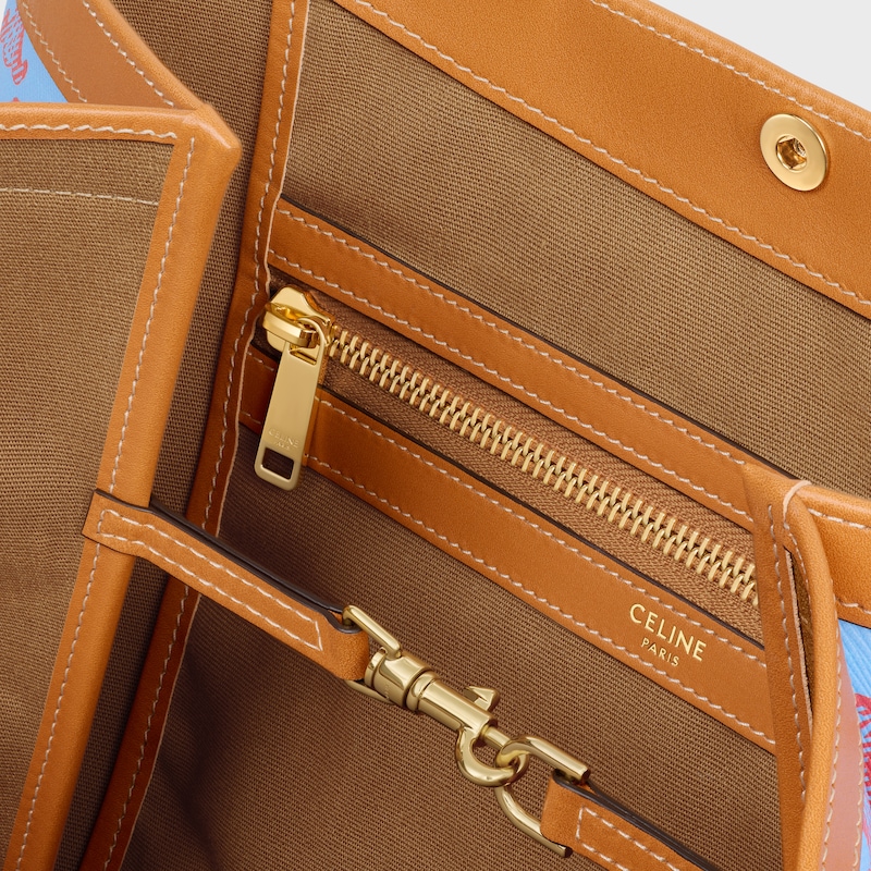 MEDIUM FLAT SHOPPER IN Triomphe Canvas - DENIM BLUE / RED - HOBO AND TOTE BAGS - 1 | CELINE