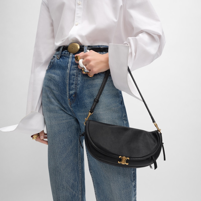 LITTLE HALFMOON SOFT TRIOMPHE IN SUPPLE SHINY LAMBSKIN - BLACK - SOFT TRIOMPHE - 1 | CELINE