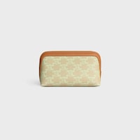 COSMETIC LIPSTICK POUCH IN TRIOMPHE CANVAS AND CALFSKIN - SANDCASTLE / SOFT LIME - BEAUTY ACCESSORIES - 2 | CELINE