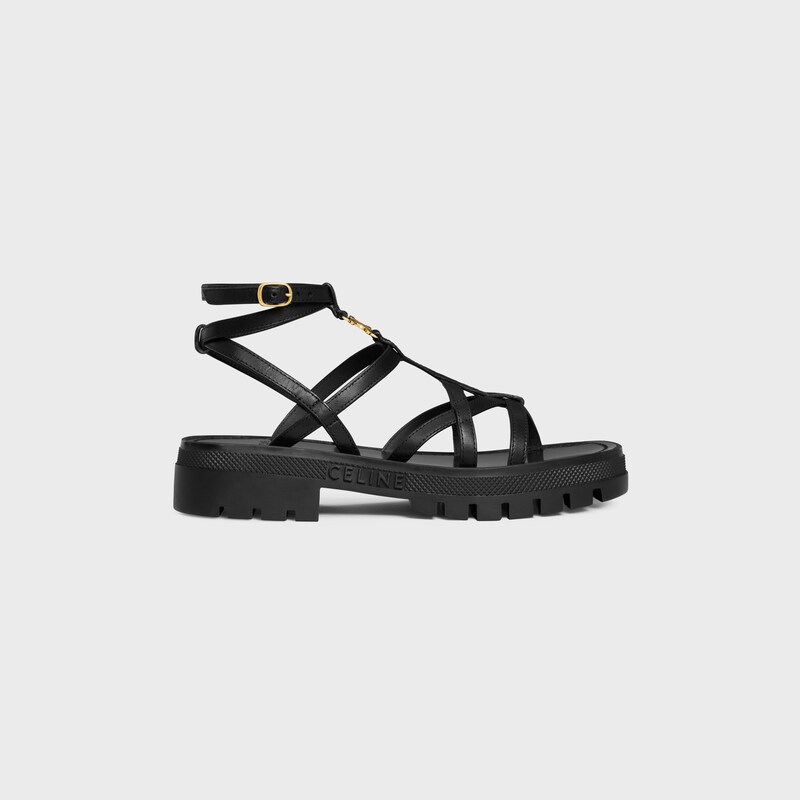 CELINE - CLEA TRIOMPHE STRAPPY SANDAL IN CALFSKIN - VEGETAL TANNING - BLACK -  - 1 | CELINE