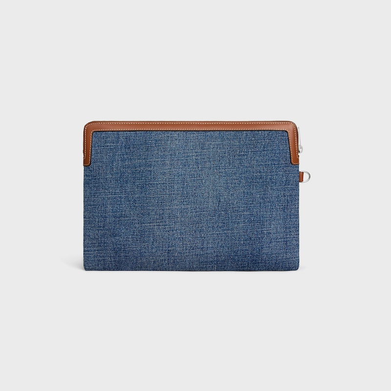 스몰 스트랩 파우치 - 데님 & 카프스킨 - 데님 - 파우치 및 테크 액세서리 - 1 | CELINE