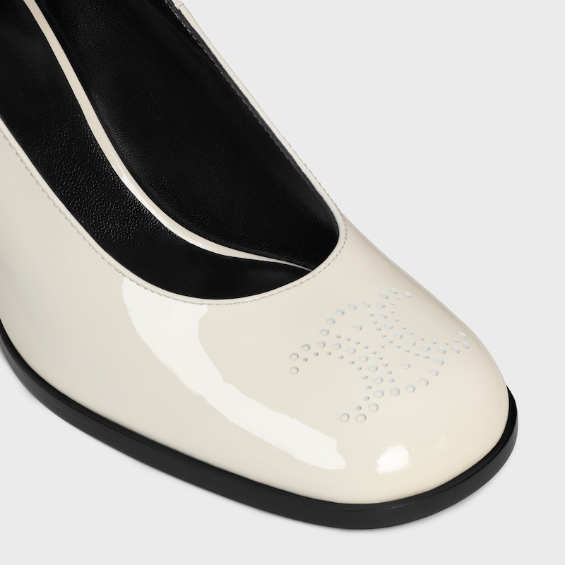 CELINE LILY BABIES AVEC TRIOMPHE PERFORÉ EN CUIR DE VEAU VERNI - BLANC COTON -  - 1 | CELINE