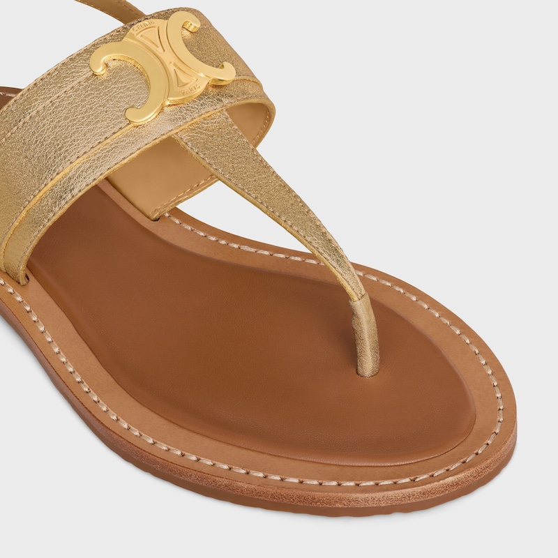 INFRADITO LYMPIA TRIOMPHE CELINE IN PELLE DI VITELLO LAMINATA - PLATINO -  - 1 | CELINE