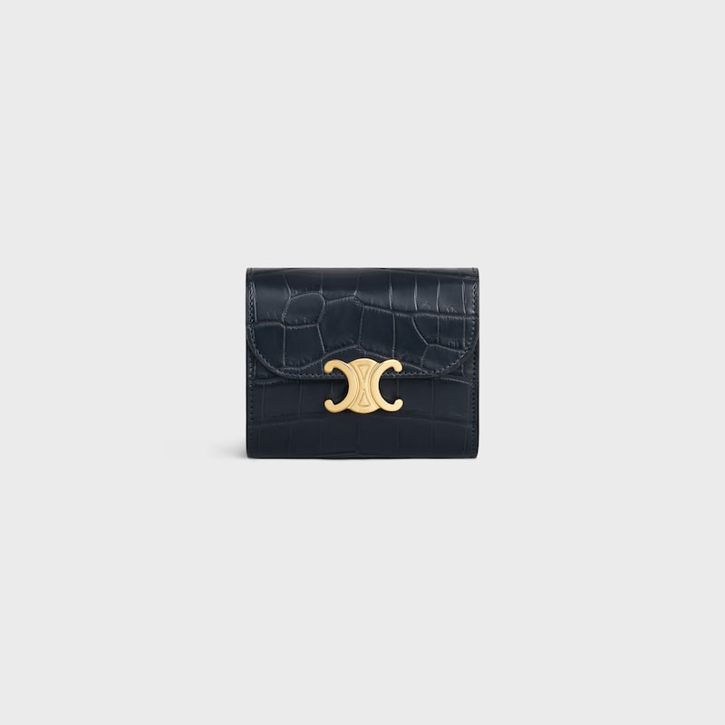 Small Flap Wallet TRIOMPHE in NILOTICUS CROCODILE - MIDNIGHT - GIFT FINDER - 1 | CELINE