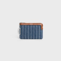 Coin Purse IN STRIPED DENIM WITH STRASS - Denim - CUIR TRIOMPHE - 1 | CELINE
