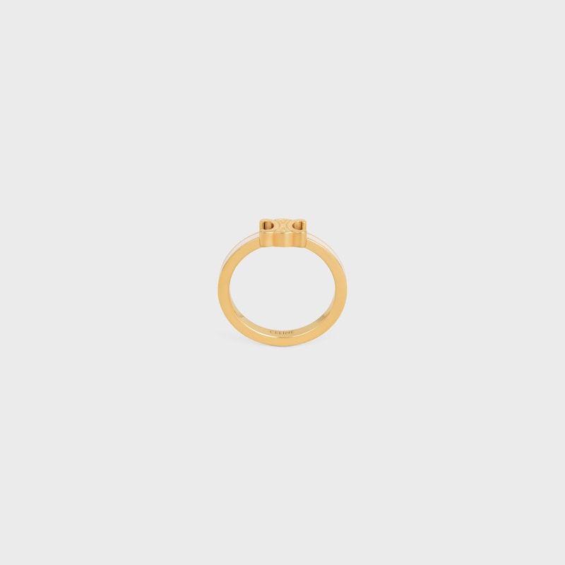 Triomphe Ring in Enamel and Brass with Gold Finish - GOLD / IVORY -  - 1 | CELINE