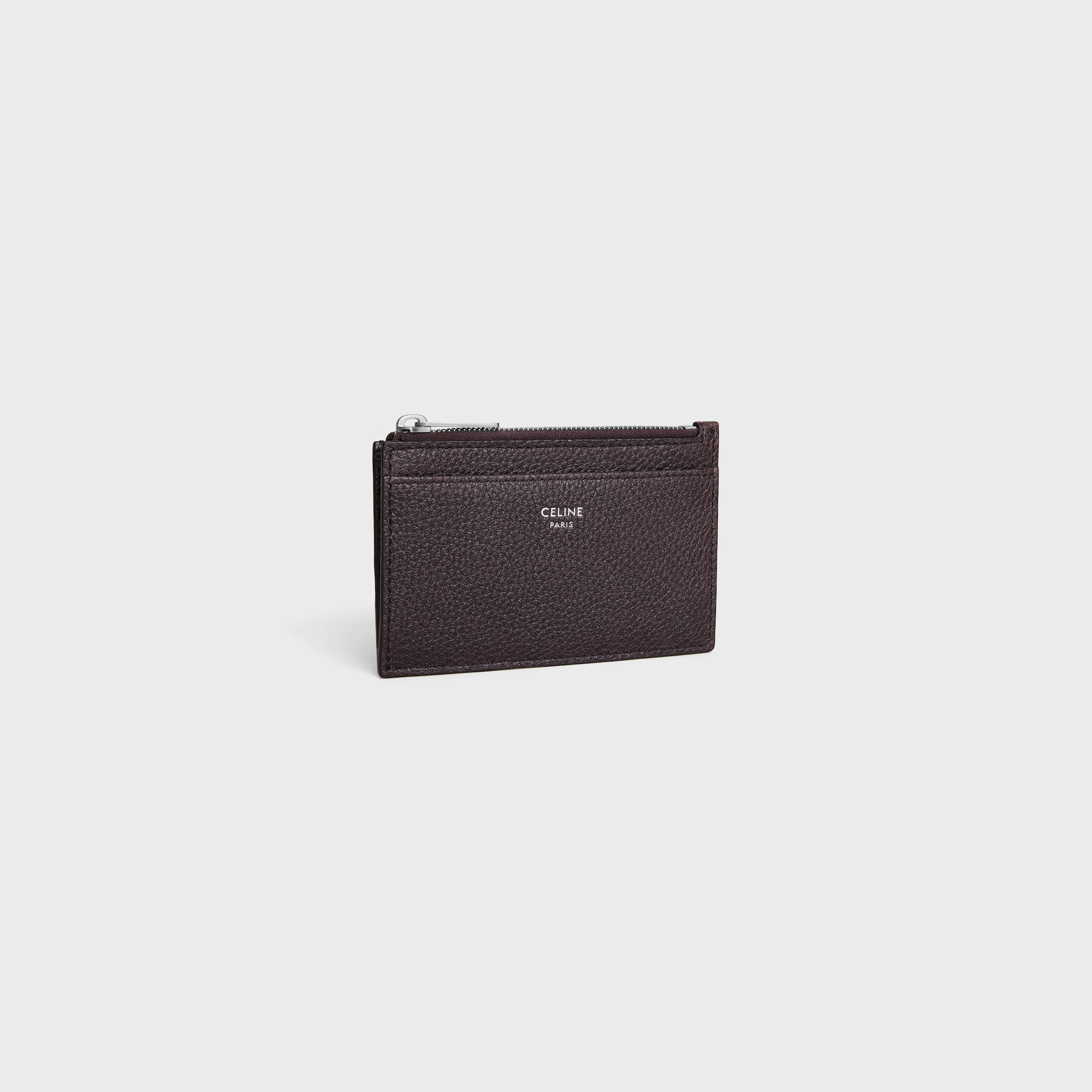 ZIPPED CARD HOLDER IN GRAINED CALFSKIN - ESPRESSO | CELINE