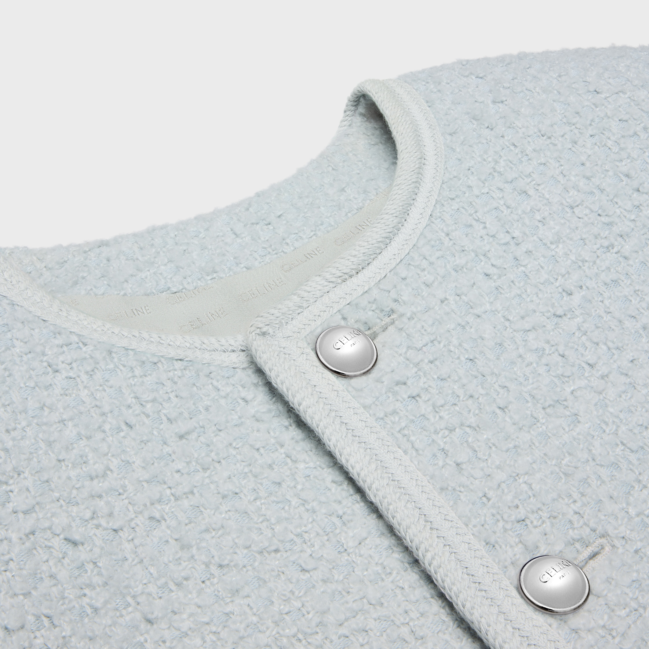 ジャケット CELINE | CHELSEA JACKET IN CASHMERE BOUCLETTE NATTE chelsea jacket IN cashmere natté - ICE BLUE | CELINE