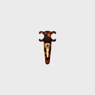 CELINE 라지 스냅 헤어 클립 - 아세테이트 & 스틸 - 다크 하바나 / 골드 - GIFT FINDER - tileIndex | CELINE