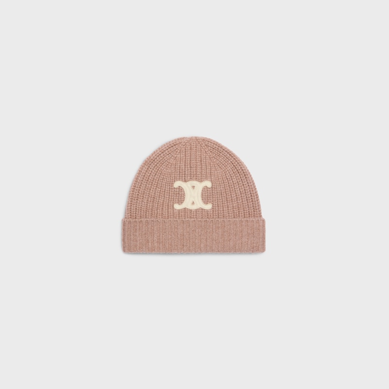 triomphe beanie in seamless cashmere - NUTMEG -  - 1 | CELINE
