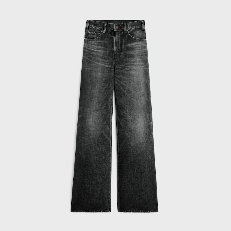 flared surf jeans in black ice rinse denim - BLACK ICE RINSE -  - 1 | CELINE