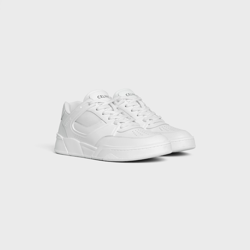 CELINE TRAINER CT-09 LOW LACE-UP SNEAKER IN CALFSKIN AND MESH - OPTIC WHITE -  - 1 | CELINE