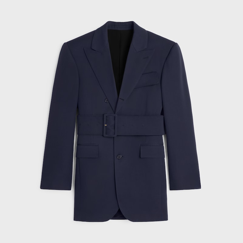 colonne jacket IN GRAIN DE POUDRE WOOL - NAVY -  - 1 | CELINE
