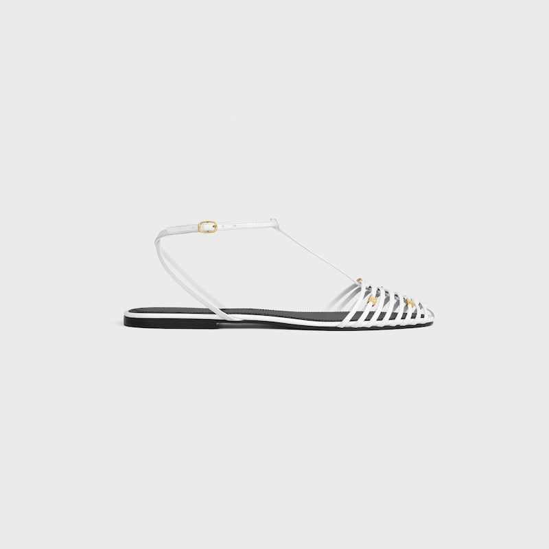 CAGE FLAT SANDAL IN GOATSKIN - WHITE -  - 1 | CELINE