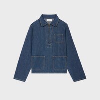 quater zip shirt in dark ocean wash denim - DARK OCEAN WASH -  - 1 | CELINE