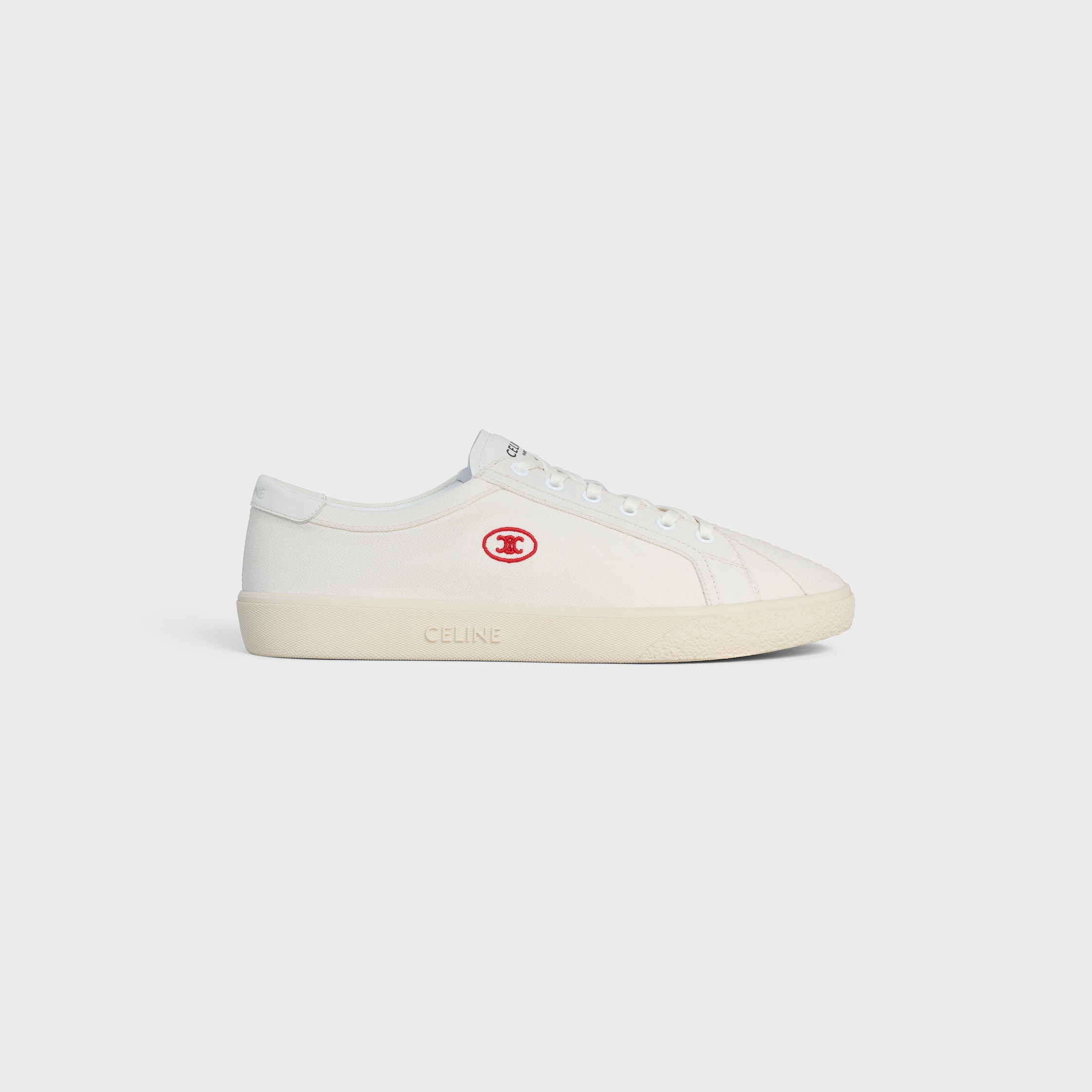 CELINE LOU LOW LACE-UP SNEAKER WITH EMBROIDERED TRIOMPHE IN