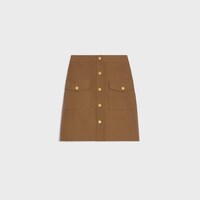 FALDA ESCOCESA DE SARGA DE ALGODÓN - Beige oscuro -  - 1 | CELINE
