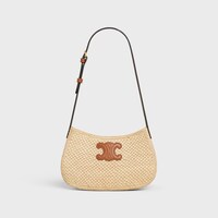 MEDIUM TILLY BAG IN RAFFIA AND CALFSKIN - NATURAL / TAN - CLASSIC PANIER - 1 | CELINE
