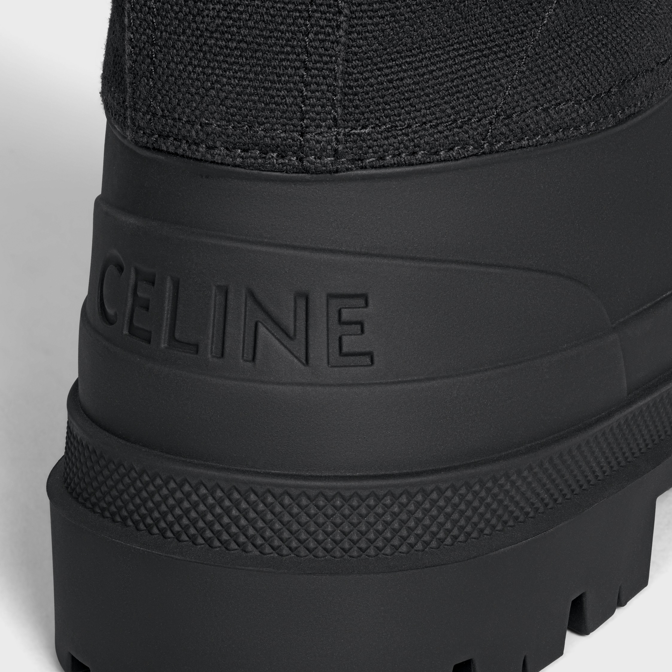 CELINE RILEY LACE-UP BOOT IN CANVAS - BLACK | CELINE