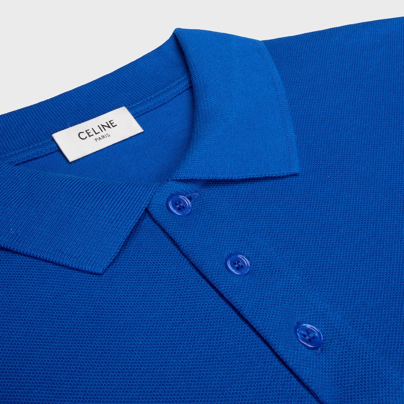 polo shirt IN PIQUE COTTON JERSEY - BLEU KLEIN / RED CERISE -  - 1 | CELINE