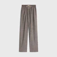 羊毛及羊絨直身慢跑褲 - 象牙色 / 紅棕色 -  - 1 | CELINE