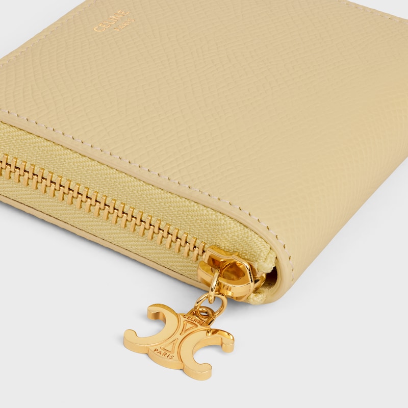 Small Zipped Wallet IN GRAINED CALFSKIN - SPRING YELLOW - ESSENTIALS - 1 | CELINE