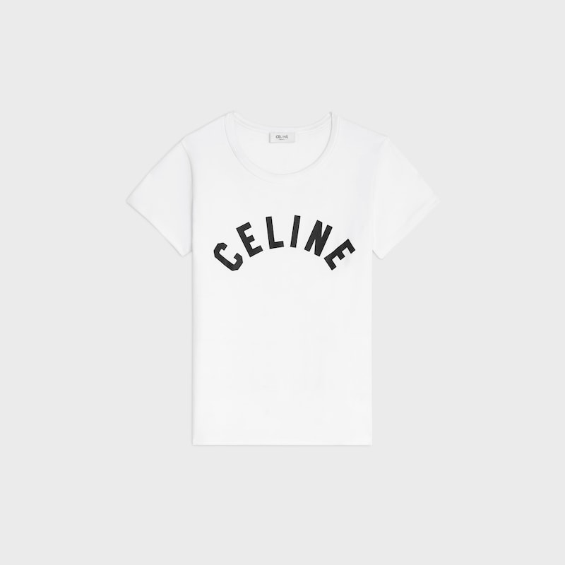 t-shirt IN RIBBED COTTON JERSEY - OFF WHITE / BLACK -  - 1 | CELINE