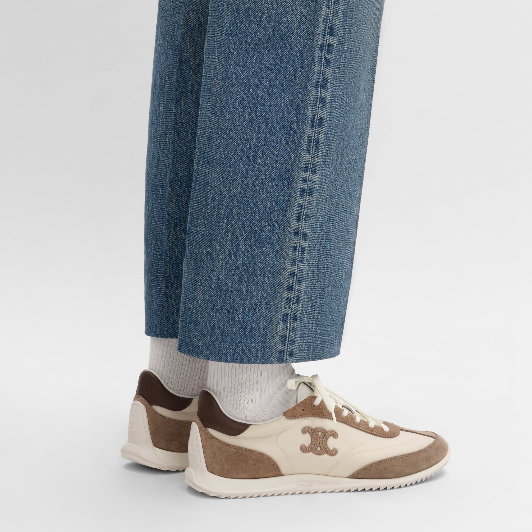 RACER SNEAKER IN NYLON, SUEDE CALFSKIN AND CALFSKIN - OPTIC WHITE