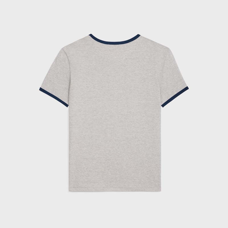 Celine棉質平紋針織標準T恤 - GREY MELANGE/NAVY -  - 1 | CELINE