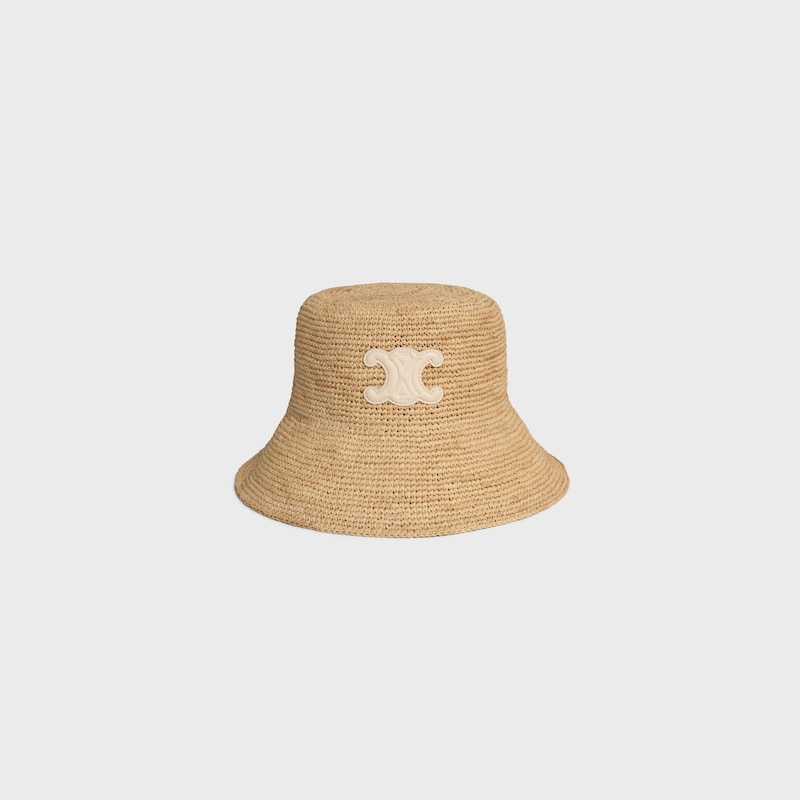 TRIOMPHE BUCKET HAT IN raffia - HONEY/CREAM -  - 1 | CELINE