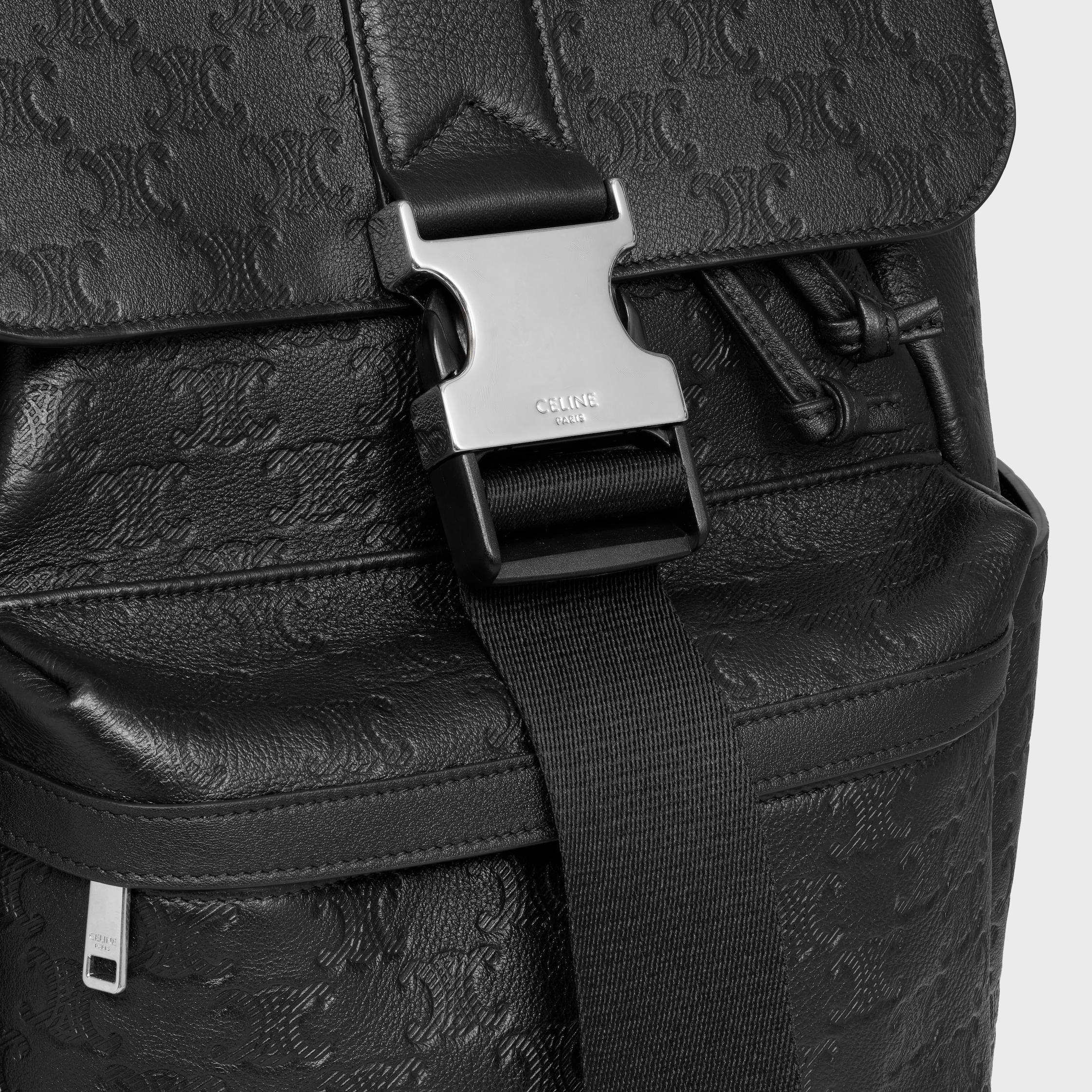BACKPACK IN CALFSKIN WITH TRIOMPHE EMBOSSED - BLACK | CELINE