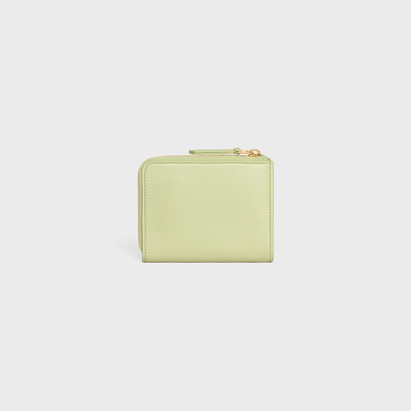 FLAT ZIPPED WALLET TRIOMPHE STAMP IN SUPPLE GRAINED CALFSKIN - SOFT LIME / SAFARI - Event Selection - 1 | CELINE
