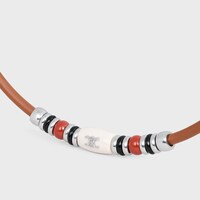 Celine Bay Stone Necklace IN Calfskin, Brass, Onyx, Jasper and Marble - MULTICOLOR/SILVER -  - 2 | CELINE