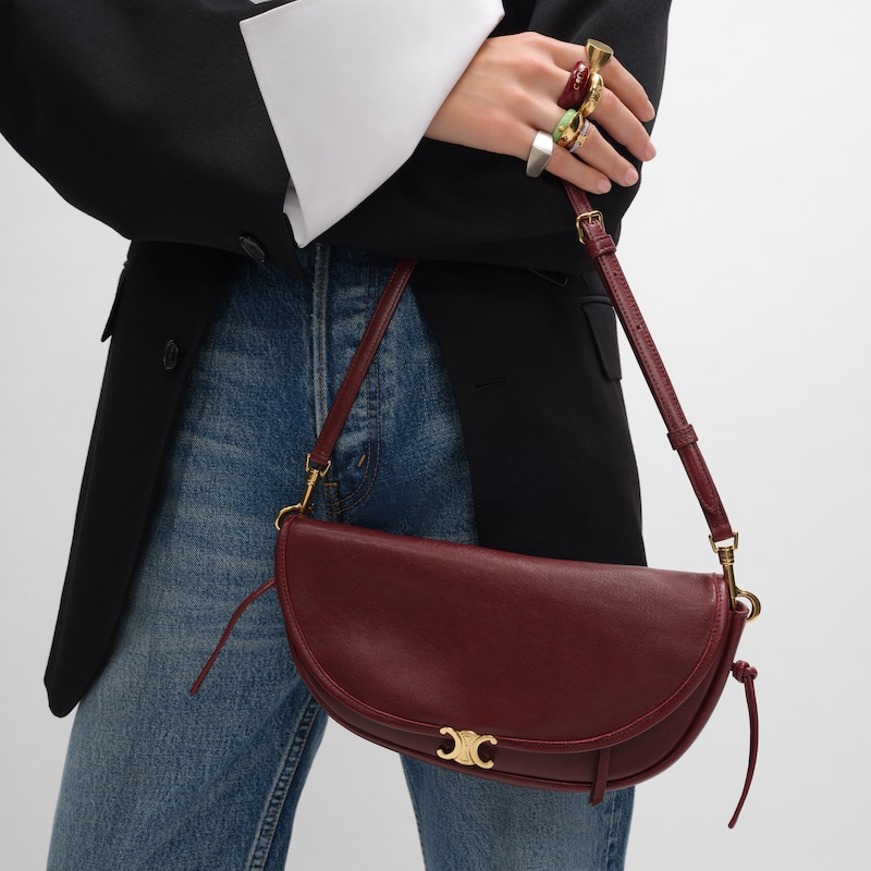 LITTLE HALFMOON SOFT TRIOMPHE IN SUPPLE SHINY LAMBSKIN - SYRAH - GIFTS FOR HER - 1 | CELINE