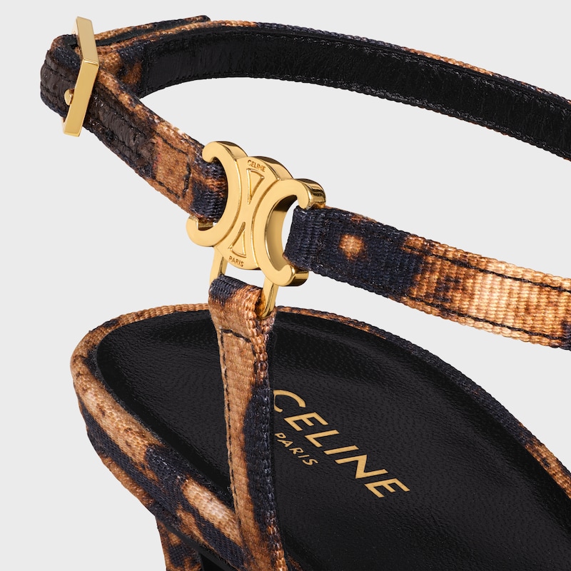 CELINE AVA SANDAL IN LEOPARD PRINTED GROS GRAIN FABRIC - BROWN / BEIGE -  - 1 | CELINE