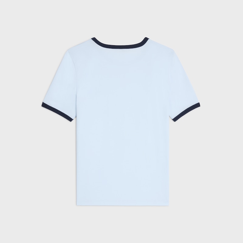 camiseta estilo a&ntilde;os&nbsp;70 triomphe de punto de algod&oacute;n - AZUL PLATEADO&nbsp;/&nbsp;AZUL MARINO -  - 1 | CELINE