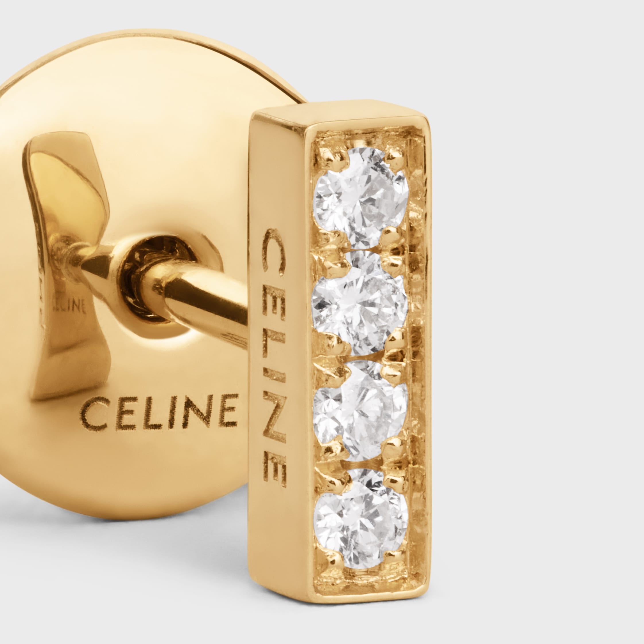 Celine Line Stud in Yellow Gold and Diamonds - Yellow Gold